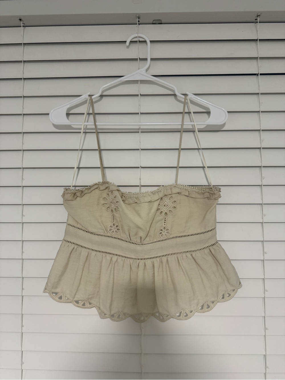 Zara Cream Eyelet Peplum Cami